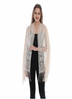 Buy Women's Lace Shawl Fashion Ivory Lace Shawls Wrap for Wedding Dress (Beige) in UAE