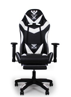 Buy A swivel leather gaming and video gaming chair with a backrest and lumbar support, white in Saudi Arabia