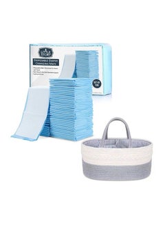 Buy Diaper Caddy With 100 pcs Changing Mats - Grey in UAE