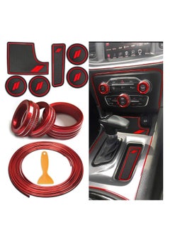 Buy Anti Dust Mats and Trim for Dodge Charger Accessories, 6 Pcs Cup Inserts 3 A/C Volume Radio Switch Ring 5 Meters Car Interior Moulding Strip Decal in UAE