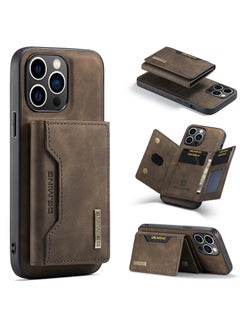 Buy iPhone 15 Pro Max 2 in 1 Clutch Wallet, Vintage Slim Leather Case Magnetic Detachable Tri-Fold Wallet, iPhone 15 Pro Max 6.7" Leather Case with Card Holder Pocket Slim Case in Saudi Arabia