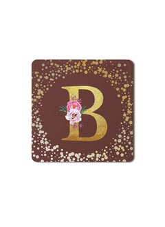 اشتري Designer Leather Coasters Mat for Beverage Drinks- Custom Monogram Initial Letter Floral Pattern Alphabet - B (Brown) في الامارات