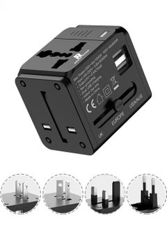 Buy Worldwide Universal Travel Adapter Plug Converter Charger Outlet with 2.4A Dual USB-A,1500W Multifunctional International Power Adapter Wall Charger with Child Safety Door,Global AC Outlet in UAE