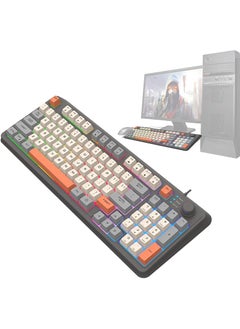 اشتري USB Wired Gaming Keyboard Three Color-Block Luminous Mechanical Hand Feel Station 94 Key for Gaming Computer PC Laptop Mechanical Keyboard Three Color Backlit Keyboard Grey في الامارات