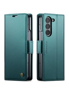 Buy Flip Wallet Case For Samsung Galaxy Z Fold 5 [RFID Blocking] PU Leather Wallet Flip Folio Case with Card Holder Kickstand Shockproof Phone Cover (Green) in Egypt