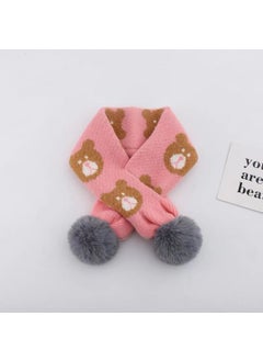 اشتري Winter Kids Knit Scarf Cartoon Plush BearPink Pink في السعودية