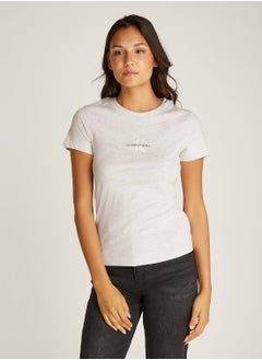 Buy Women's  Slim Monogram T-Shirt, Grey - Cotton in Saudi Arabia