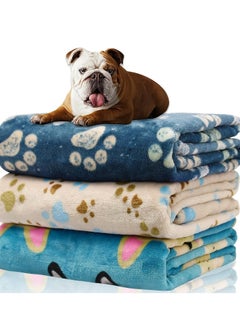 Buy 1 Pack 3 Blankets for Dogs Medium Super Soft Fluffy Premium Fleece Pet Dog Bed Cover Flannel Throw  Puppy Cat Paw 60x80cm in Saudi Arabia