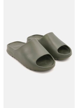 اشتري Women Chunky Heel Sharp Slide Slippers, Army Green في السعودية