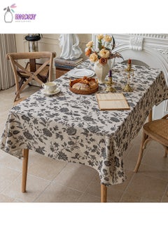 Buy Cotton Linen Tablecloth, Black Flowers, Wear-Resistant, Suitable For Dining Table, Coffee Table, Nightstand, 150*180Cm in Saudi Arabia