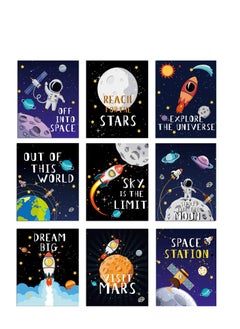 اشتري Outer Space Wall Art Decor Posters, Astronaut Canvas Wall Prints Solar System Planet Unframed Poster for Kids Nursery Bedroom Space Posters Decor, 8 x 10 Inch (9 Pcs) في الامارات