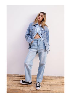 Buy High Waist Denim Mom Jeans in Saudi Arabia