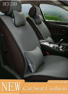 اشتري 1pcs Auto Breathable Universal Four Seasons Front Car Seat Covers Luxury Include Front Car Seat Protector Lumbar Pillow and Neck Pillow Compatible with 95% Vehicle Fit for Cars Truck SUV or Vans Grey في السعودية