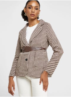 Buy Houndstooth Detail Coat in UAE