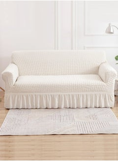 Buy 1-Piece 3-Seater Modern Simplicity Sofa Slipcover Bubble Slipcover Polyester Off-white 190-230 Centimeter in UAE