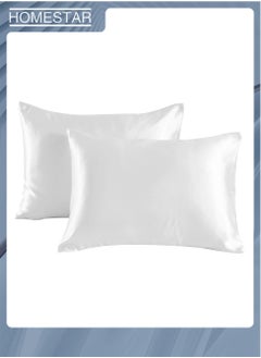 Buy Pillowcase for Hair and Skin Care Set of 2 Soft Breathable and Smooth Double Sided Pillow Case Cover with Hidden Zipper White in UAE