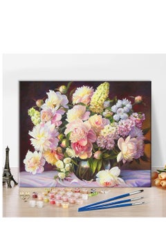 اشتري DIY Oil Paint Paint by Numbers Brushes Kits for Adults Beginner Kids Flowers in Vase Acrylic Painting Gifts for Home Wall Decor 16 * 20 inch (Without Frame) في الامارات