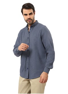 اشتري Navy Blue & White Plaids Regular Comfy Shirt - Blue في مصر