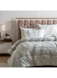 Buy Brushstroke 3-Piece Microfiber Comforter Set 160X220Cm-Green in UAE