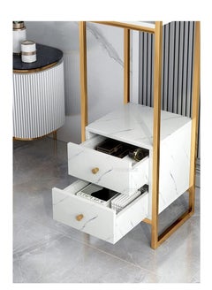 Buy Bedside Table Nightstand Bedside Cabinet with 2 Drawers White Wood Simple Modern Small Side Storage Side Table Small Space Corner Table Storage Cabinet AW-25 in Saudi Arabia