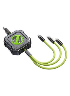 Buy Upgraded Multi Charging Cable, 3 in 1 Retractable USB Charging Cable with Type C, Micro USB, Phone Port, Mech Style Multiple Fast Charger Cord for Phone 15 14 13 12 11 XS XR(4ft/Green) in Saudi Arabia