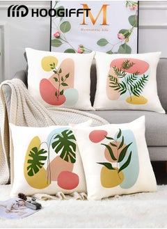 Buy Pillow Covers Set of 4, Throw Pillow Cover,Plant pattern Cushion Covers，Modern style Cushion Covers 45cm x 45cm,For Living Room Sofa Couch Bed Pillowcases 18x18 inches（Double sided pattern） in Saudi Arabia