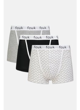 Buy Men 3 Pack Brand Logo Boxer Brief, White/Black Combo in Saudi Arabia