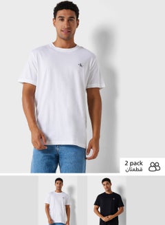 Buy 2 Pack Monogram Crew Neck T-Shirt in Saudi Arabia