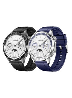 Buy 2 PCS Replacement  Strap Silicone Band for Huawei Watch GT4  46mm(Black/Navy Blue) in UAE