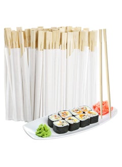Buy 100 Pairs Disposable Chopsticks, Bamboo Wooden Solid No Splinter Chopsticks, Individually Wrapped Disposable Wooden Chopstick with Paper Sleeve for Sushi, Asian Dishes, Noodles, 8.27 Inch in UAE