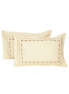 اشتري Luxurious Embroidered 400 Thread Count 100 Percent Cotton Pillow Case Set of 2 في السعودية