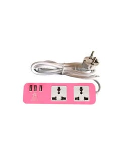 Buy 2-Outlet Power Strip Pink/White in Saudi Arabia