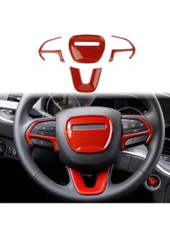 Buy Carbon Fiber Steering Wheel Cover Trim Interior Accessories, KASTWAVE Cover for Dodge Charger Challenger / Dodge Durango / Jeep Grand Cherokee SRT8 4Pcs(Red) in UAE