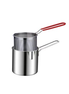 Buy Stainless Steel Deep Frying Pot for Tempura and French Fries with Strainer Perfect for Chicken and Fried Foods in UAE