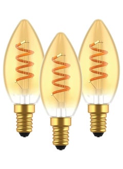 Buy E14 Dimmable LED Light Bulbs, Vintage Amber Glass Candle Bulbs C35, 3W Warm White 2200K, Energy Efficient Lighting for Chandeliers and Wall Lamps (Pack of 3) in UAE