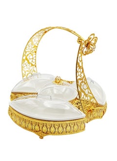 Buy Golden Ceramic 4 Compartment Tray Set: Traditional Arabic Elegance for Dates, Dry Fruits, Candies & Choclates- Perfect for Personal Use and Elegant Guest Entertaining in UAE