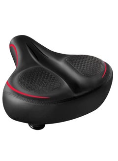 Buy Bicycle Seat, Comfortable Oversized Extra Thick Bicycle Seat with Dual Shock Ball Memory Foam Wide Bicycle Saddle Unisex Suitable for Sport or Road Bikes (Red) in Saudi Arabia