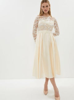 Buy Lace Long Sleeve Midi Dress in UAE