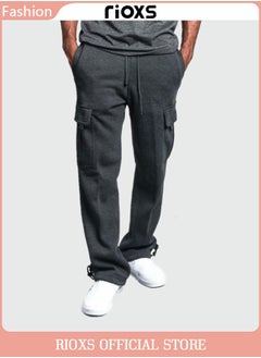 Buy Mens Sports Loose Pant Casual Cargo Sweatpant Running Jogging Athletic Workout Trouser With Multiple Pockets in UAE