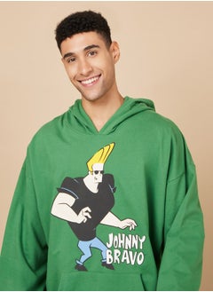 Buy Johnny Bravo Graphic Print Oversized Hoodie in Saudi Arabia