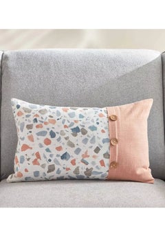 Buy Sea Breeze Terrazzo Print Filled Cushion with Flap and Button - 30x50 cm in Saudi Arabia