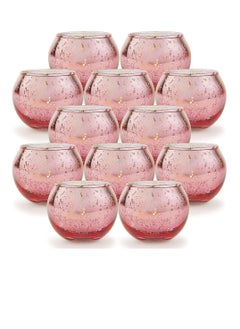 Buy 12 PCS Candle holder Gold Pink color 5.5*6.7CM in Saudi Arabia