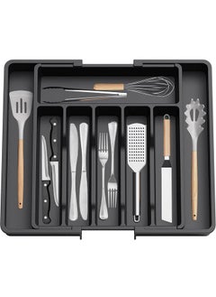 Buy Expandable Adjustable Cutlery Drawer Organizer, Utensil Kinfe Trayanna, Silverware and Flatware Holder, Closet Cutlery Tray for Spoons Forks Knives in Saudi Arabia