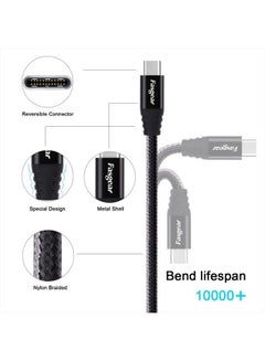 اشتري USB C to Micro USB Cable 30cm Nylon Braided Type C to Micro USB Cord Compatible with Galaxy S7/S6, HTC One/10 and More (Black, 1ft) في الامارات