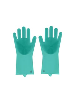 Buy HOME PRO 2 PCS MULTI FUNCTION CLEANING GLOVE  12.5*34CM GREEN in UAE