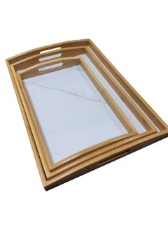 Buy Set of 3 Multifunctional Bamboo Tray in UAE