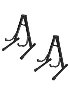 Buy 2 Pcs Guitar Stand Folding Universal A-Frame Stand for All Guitars Acoustic Classic Electric Bass Travel Guitar Stand, Black in UAE