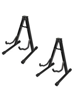 اشتري 2 قطعة حامل جيتار قابل للطي عالمي إطار A لجميع القيثارات Acoustic Classic Electric Bass Travel Guitar Stand، Black في الامارات