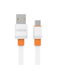 اشتري سيليبرات CB-33 كابل USB محمول إلى Type-C للشحن السريع ونقل البيانات مع تصميم سلك مسطح ويناسب الهاتف المحمول 3A /480mbps /1M - أبيض في مصر