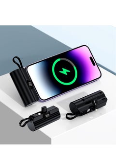 Buy Mini Power Bank, 20W Fast Charging Power Bank with Foldable Power Cord&lanyard 2in1, 5000 mAh Small Power Bank USB C portable Charger, Travel Essentials, Compatible with All Phone in Saudi Arabia